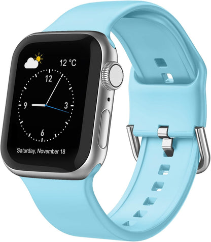 Sport Band Compatible with Apple Watch Bands 49Mm 46Mm 45Mm 44Mm 42Mm 41Mm 40Mm 38Mm, Soft Silicone Replacement Strap with Classic Clasp for Iwatch Series 11 10 9 8 7 6 5 4 3 2 1 SE Ultra Women Men